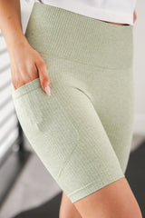 Ribbed High Waist Biker Shorts