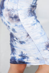Tie Dye Side Ruched Midi Dress