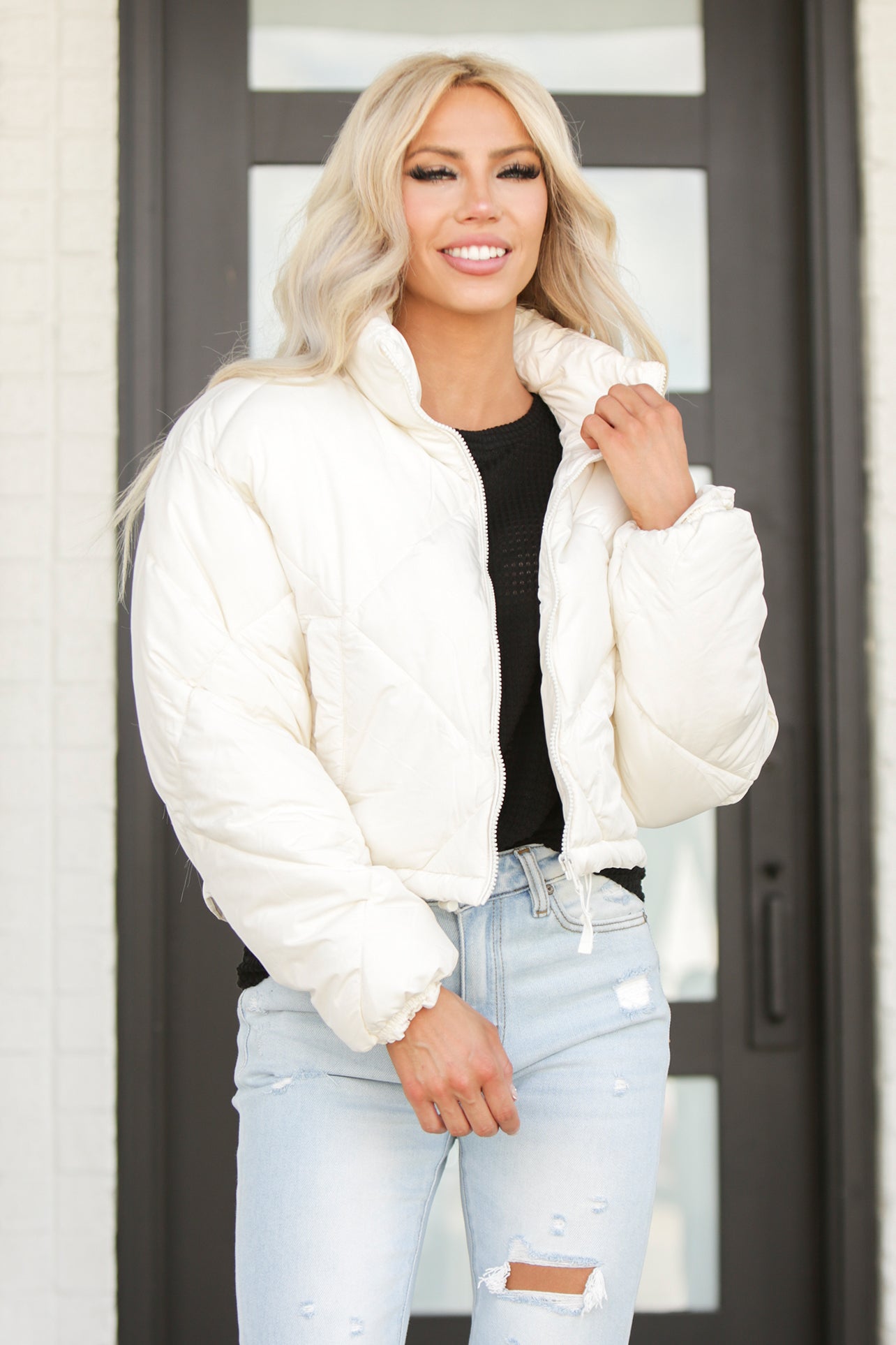 Woven Solid Zip Up Puffer Jacket – The Obsessions Boutique