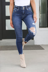 KanCan Double Button Distressed Jeans