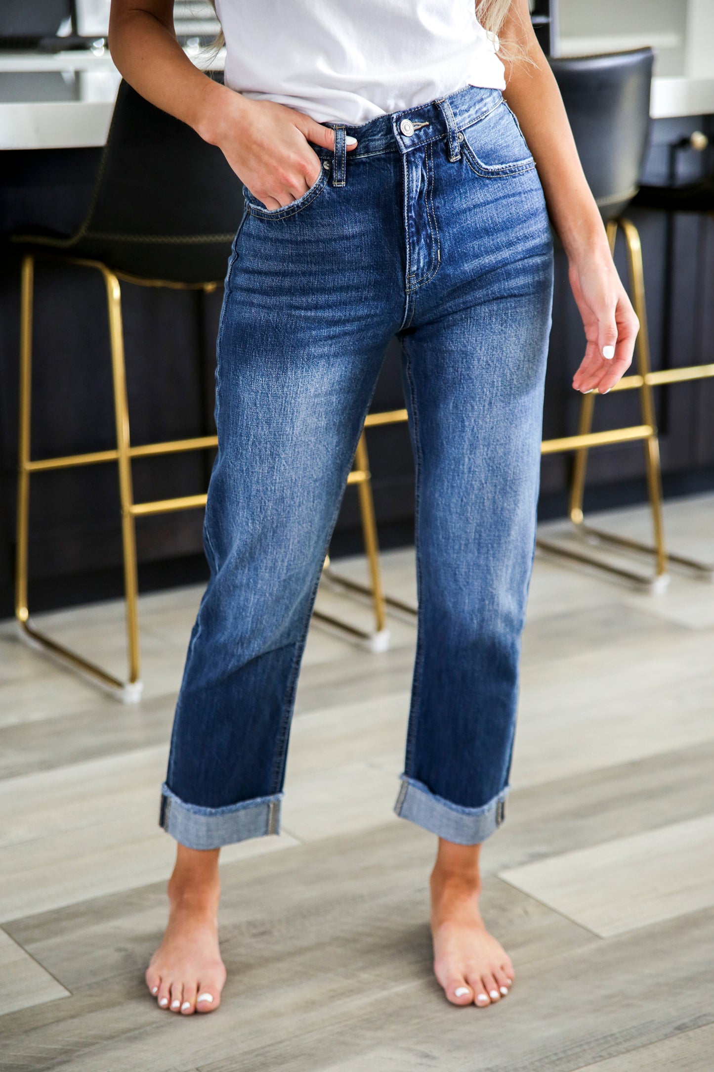 Cuffed Kancan Straight Leg Jeans – The Obsessions Boutique